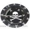 Printed Round Black Metal Tin Plate Serving Tray For Food / Water