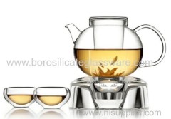 600ML Borosilicate Mouth Blown White Teas Glass Teaware Sets