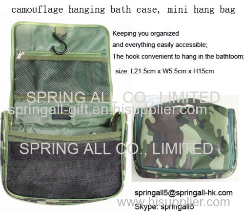 Camouflage mini travel bag, hanging bath case,