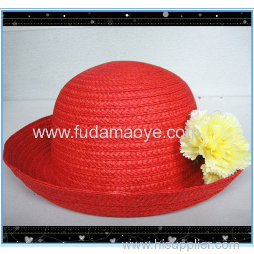 hand made fashion girls raffia straw boater hats summer straw hats