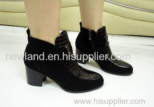 lady cow leather boots with kitten heels