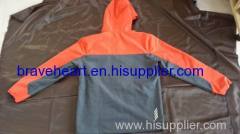 96%poly 4%spandex men's softshell jacket orange with grey