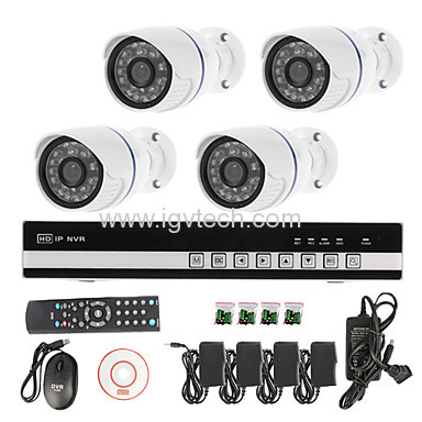 4CH NVR KIT with 720P IP Cameras