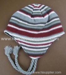 STRIPE CHILDREN HAT WITH EARFLAP AND LINING