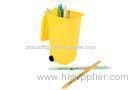 Funny Office Stationery Items , Green / Purple / Yellow Multifunctional Pen Container