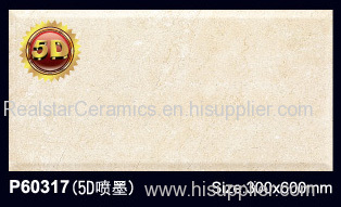 Cream Color 30x60 Digital Print Inkjet Interior Ceramic Wall Tile