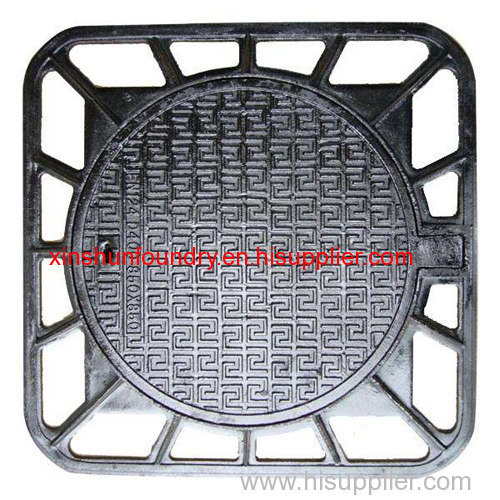 EN124 D400 cast iron manhole cover 850*850mm