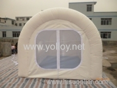 Outdoor sealed inflatable family camping tent on beach