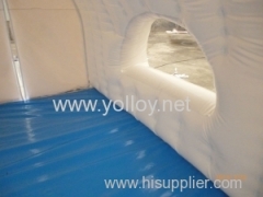 Outdoor sealed inflatable family camping tent on beach
