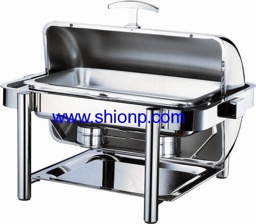 Oblong chafing dish with golden color leg