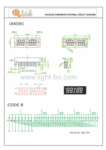 Custom Green oven display, 4-digit 0.38with Operating Temperture 120C