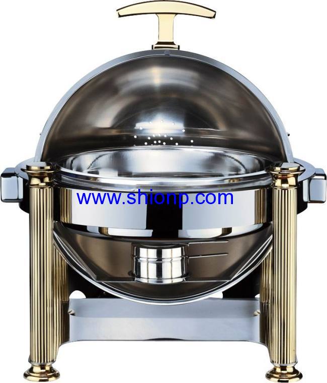 Round chafing dish wth chrome leg