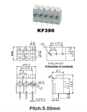 Industrial Control spring-cage terminal strips and electrical connectors 22-16AWG 300V 8A