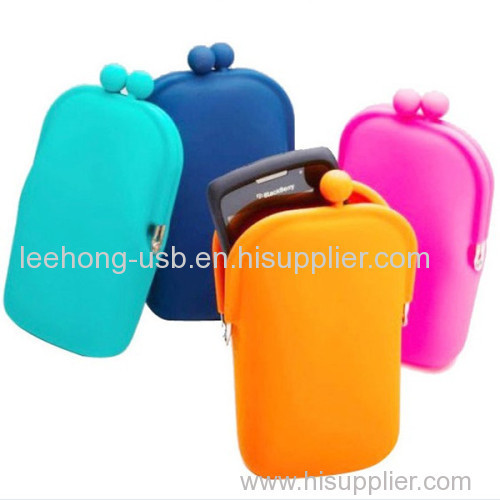 Custom logo printing Silicone conmestic buckle purse