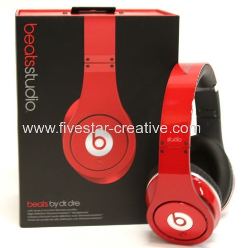 2013 Beats by Dre Studio High Definition Noise-Canceling Headphones Red