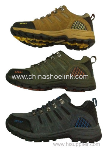 Men cow suede leather hiking shoes