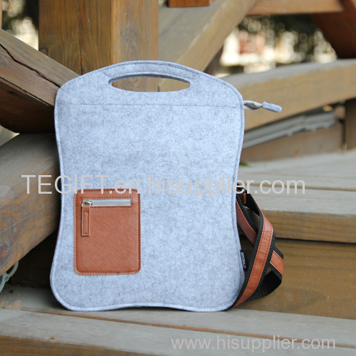 Felt bag Urban felt shoulder bag with iPad mini - kindle pocket. Grey / Grey felt bags for promotion gift