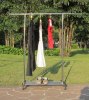 Single pole clothes drying rack