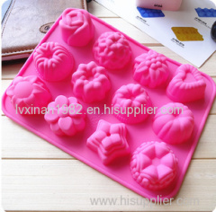 Silicone Cake Mold 12 shape flowers silica cake mould having FDA SGS certificate