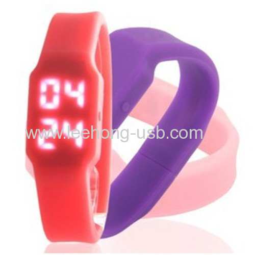 Silicone wristband USB watch