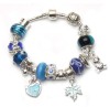 Sapphire metal bracelet with heart and flower pendant