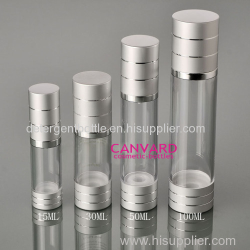 Silver clear airless bottle, airless plastic bottle, airless cosmetic bottle