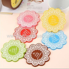 silicone anti slip cup coaster with flower design