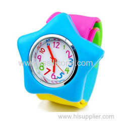 Colorful design Silicone Slap Watch with Star Shaped Design for Woman and Kids