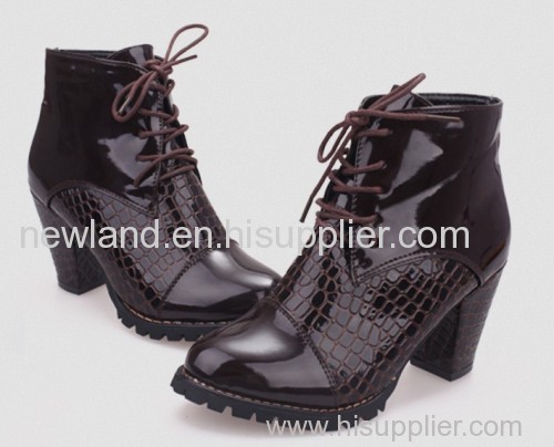 2013 PU leather ankle boots thicky heel,high heel ,snake embossed print