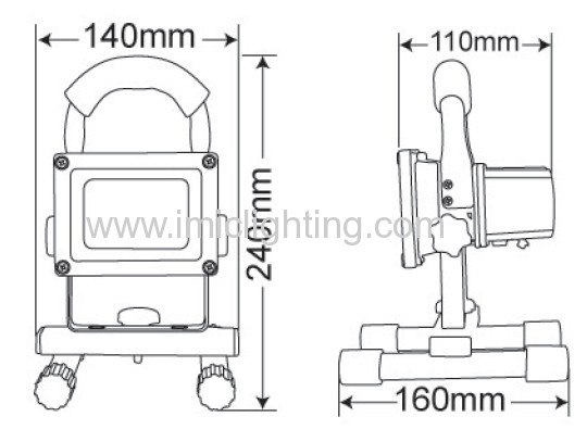 10W IP65 rechargeable emergency LED Floodlight with portable stand