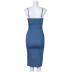 Women shoulder strap denim jean spaghetti strap dress S131217