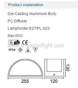 WALL LIGHTINGS 60W E27 OR PL G23 IP54