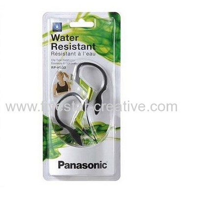 Panasonic RP HS33 Sport Clip Earphones Water Resistant Headphones Green