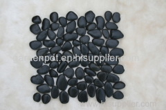 black polished stone, pebble , cobble ,loose pebble, pebble tile