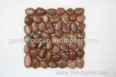 red polished stone . red pebble , garden stone , pebble tile