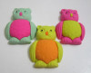 3D owl shaped animal erasers