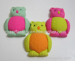 3D owl shaped animal erasers