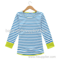 Women wind dovetail stripe long sleeve T-shirt