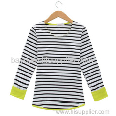 Women wind dovetail stripe long sleeve T-shirt