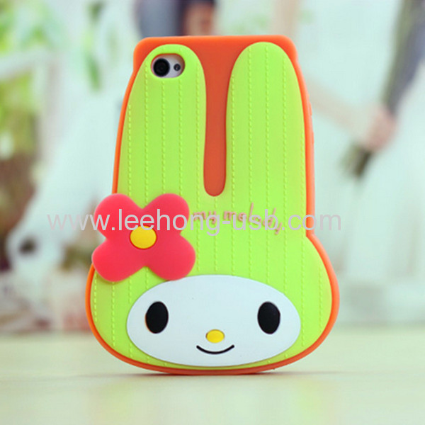 3D Rabbit Silicone animal shaped phone cases for iphone 4