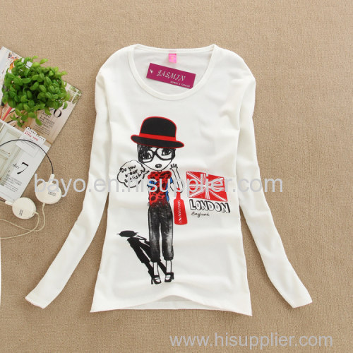 Women is nifty and lovely cartoon variety white T-shirt
