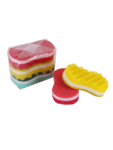 Bright Colour Sponge Scrubber, 3-layer Cleaning Sponge