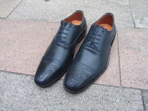 Deep Blue Handmade Bespoke Men's Oxford Shoe Genuine Leather Shoes Casual Shoes Free Shipping