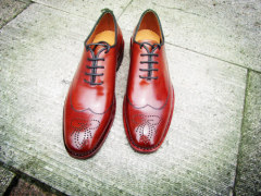 SKP27- Bespoke Handmade Pure Genuine Calf Leather Color Red Shoe