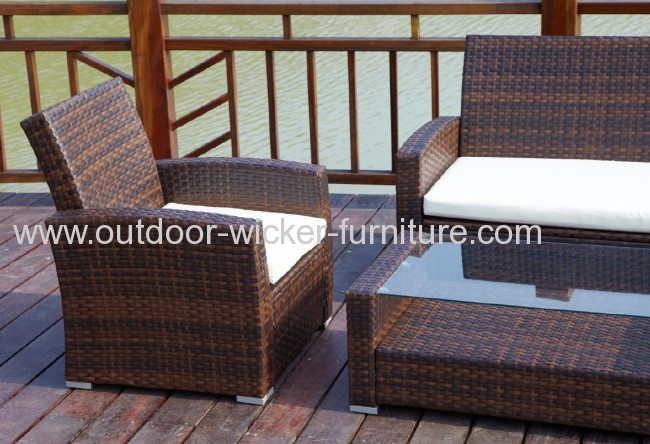 Garden knockdown rattan sofa set