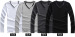 Men's fashion to thicken the pure color v-neck long-sleeve leisure T-shirt