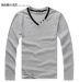 Men's fashion to thicken the pure color v-neck long-sleeve leisure T-shirt