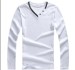 Men's fashion to thicken the pure color v-neck long-sleeve leisure T-shirt