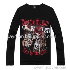 More men in the spring and autumn fashion hip-hop style collarless long-sleeved T-shirt