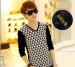 Teenagers v-neck thickening and pile splicing collarless long-sleeved T-shirt